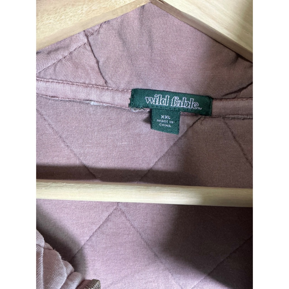 Wild‎ Fable Quilted Jacket Dusty Rose Pink Full Zip Stand Collar Oversized XXL - Picture 3 of 7
